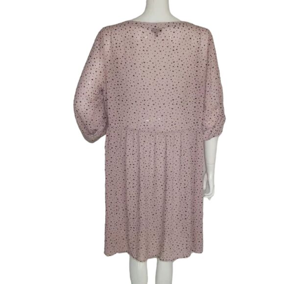 TORRID Shirt-Dress, 2/2X, Pink, Black Hearts, 3/4 Tab Sleeve, Semi-sheer, V-neck - Picture 6 of 14